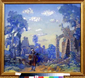 Italienische Musiker. Gemälde von Anatoli Afanasyevich Arapov (1876-1949)