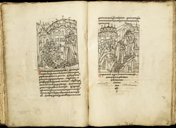 Die Krönung von Iwan IV. am 16. Januar 1547 aus der Illuminierten Kompilierten Chronik, zweite Hälfte des 16. Jahrhunderts