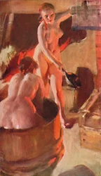 Mädchen aus Dalarna beim Baden, 1908, 1931