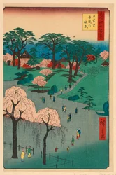 Nippori, Tempelgärten (Nippori, jiin no rinsen) aus der Serie Einhundert berühmte Ansichten von Edo