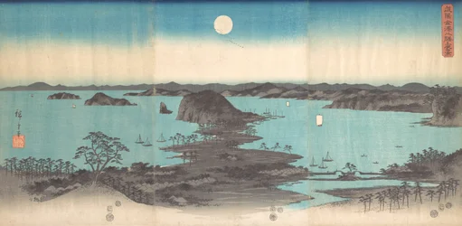 Panorama der Acht Ansichten von Kanasawa unter einem Vollmond, 1857