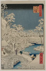 Bild der Dämmerung an der Trommelbrücke in Meguro