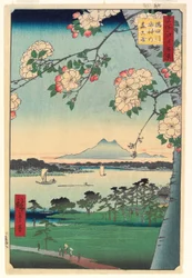 Wald des Suijin-Schreins und Masaki am Sumida-Fluss, 1856, 8. Monat