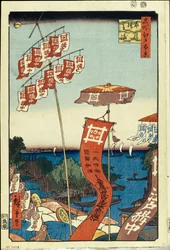 Die Kanasugi-Brücke und Shibaura (Hundert berühmte Ansichten von Edo)