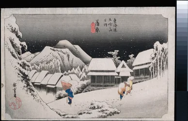 Nachtschnee, Kambara, aus der Serie "Die dreiundfünfzig Stationen des Tokaido"