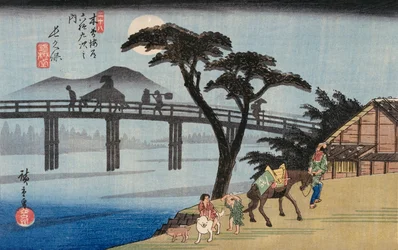 Weide am Ausgang von Shimabara, Illustration aus "Berühmte Orte von Kyoto"