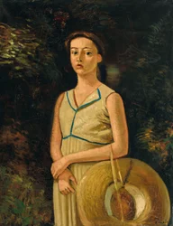 Porträt von Geneviève mit Strohhut, Nichte des Malers