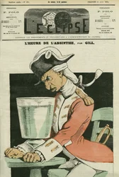 Absinthstunde, Illustration eines Gedichts von Gill. Titelblatt in „L