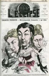 Illustration von „Verlorene Objekte“, Lieder, die die Geschichten von 3 Frauen erzählen, die ihren Hund, ihre Geldbörse und ihre Katze verloren haben. Cover in „L