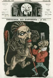 Illustration von „Theodoros, König von Abessinien“. Karikatur von Gill, in „La Lune“, 22. Dezember 1867.