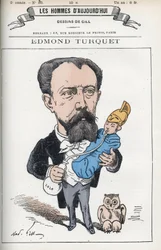 Porträt von Edmond Henri Turquet (1836-1914), französischer Politiker, er war Abgeordneter des Aisne von 1871 bis 1889. Karikatur von Gill, Paris