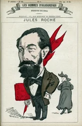 Porträt von Jules Roche (1841-1923), französischer Politiker, er war Abgeordneter und Minister für Handel und Industrie von 1890 bis 1892. Karikatur von Gill, Paris.