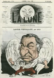 Porträt von Louis Veuillot (1813-1883), französischer Journalist und Schriftsteller. Karikatur von Gill, in „The Moon“, 21. April