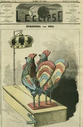 Die beiden Hähne werden gekrönt. Titelblatt von „L