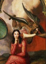 Gut und Böse: Der Teufel verführt eine junge Frau, Detail