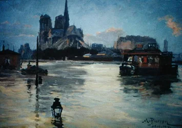 Ansicht der Pont de la Tournelle während der Überschwemmungen von 1910