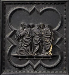 Die Überführung des Leichnams von Johannes dem Täufer, neunzehntes Panel der Südtüren des Baptisteriums von San Giovanni, 1336