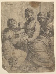 Die Jungfrau und das Kind begleitet von Heiligen, ca. 1550