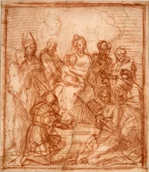Thronende Madonna mit Kind und acht Heiligen (Kompositionsstudie)