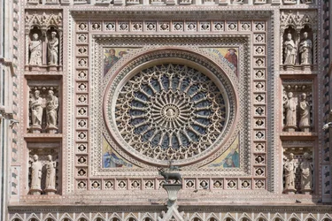 Rosettenfenster, Santa Maria Assunta Kathedrale, Orvieto, Umbrien, Italien