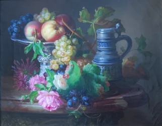 Blumen und Früchte mit Krug