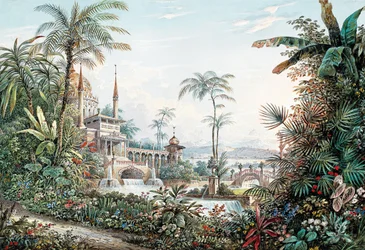 Bühnenbild für die Oper Die Entführung aus dem Serail von Wolfgang Amadeus Mozart, 1842
