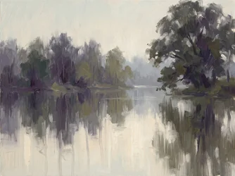 Neblige Flussspiegelungen