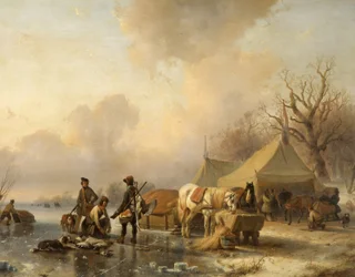 Winterszene mit Schlitten