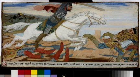 Der Prinz Wassili Ukhtomsky in der Schlacht gegen die Tataren an der Wolga im Jahr 1469.