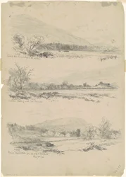 Catskill Mountains, Round-Top in der Ferne; Catskills Blick nach Norden von Palenville; und Round Top, Catskills, von der Straße nach Bracketts (verso)