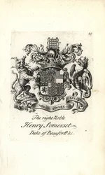 Wappen und Wappenschild des hochadligen Henry Somerset, 2. Herzog von Beaufort