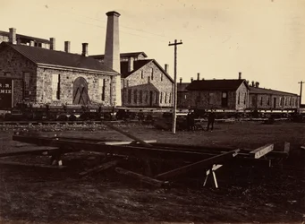 Tafel 17. Laramie Maschinenwerkstätten, von Südwesten, 1869
