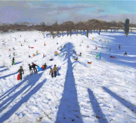 Schlittenfahren, Wollaton Park, 2017