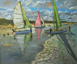 Drei Segelboote, Bray Dunes, Frankreich