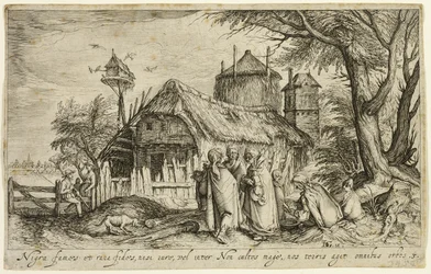 Landschaft mit Zigeunerinnen in der Nähe eines Bauernhauses