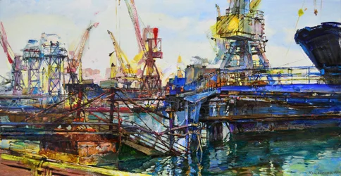 Geschäftiger Industriehafen