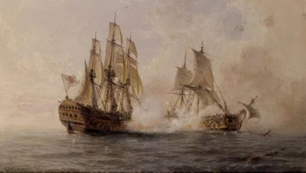 Kampf des Schiffes Glorioso mit dem Briten Dartmouth im Jahr 1747 – 19. Jahrhundert