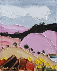 Rosa Hügel Impasto Landschaft