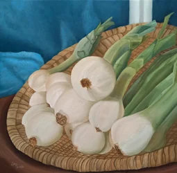 Frische Zwiebeln Stillleben
