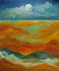 Mondbeschienene Wüstenlandschaft