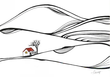 Haus auf dem Hügel mit rotem Dach