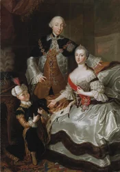Peter III. und Katharina II. von Russland mit ihrem Sohn Paul