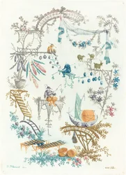 Chinesische Arabeske mit einem Boot