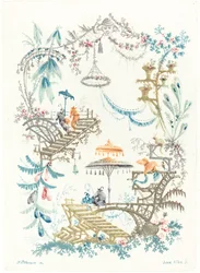 Chinesische Arabeske mit einem Doppelsonnenschirm, ca. 1795