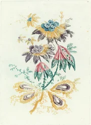 Fantastische Blumen mit Erbsenschotenblättern, 1795