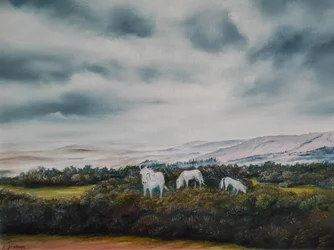 Friedliche Moorlandponys