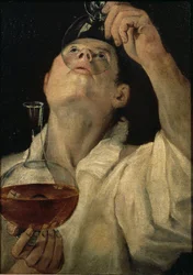 Porträt eines Mannes beim Trinken
