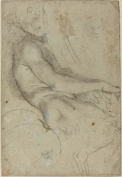 Satyr, der ein Rundbild hält