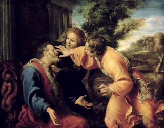Der junge Tobias heilt seinen blinden Vater, um 1600