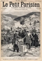 Brauch der Pyrenäen: der Friedenseid der Delegierten der Täler von Baretous und Roncal. In „Le Petit Parisien“ am 23.07.1893